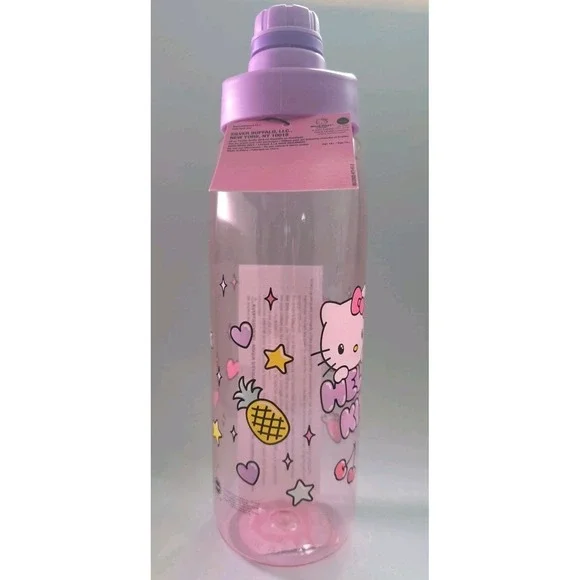 Hello Kitty Plastic Sports Bottle 28oz Hinged Handle Flip Lid New‎ Sanrio - Picture 2 of 8